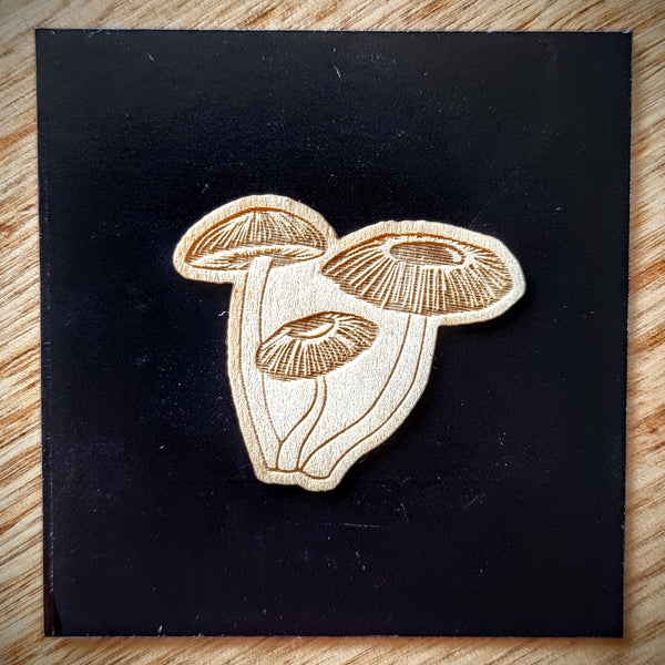 Wooden Mushroom Stickers - 5 Pack